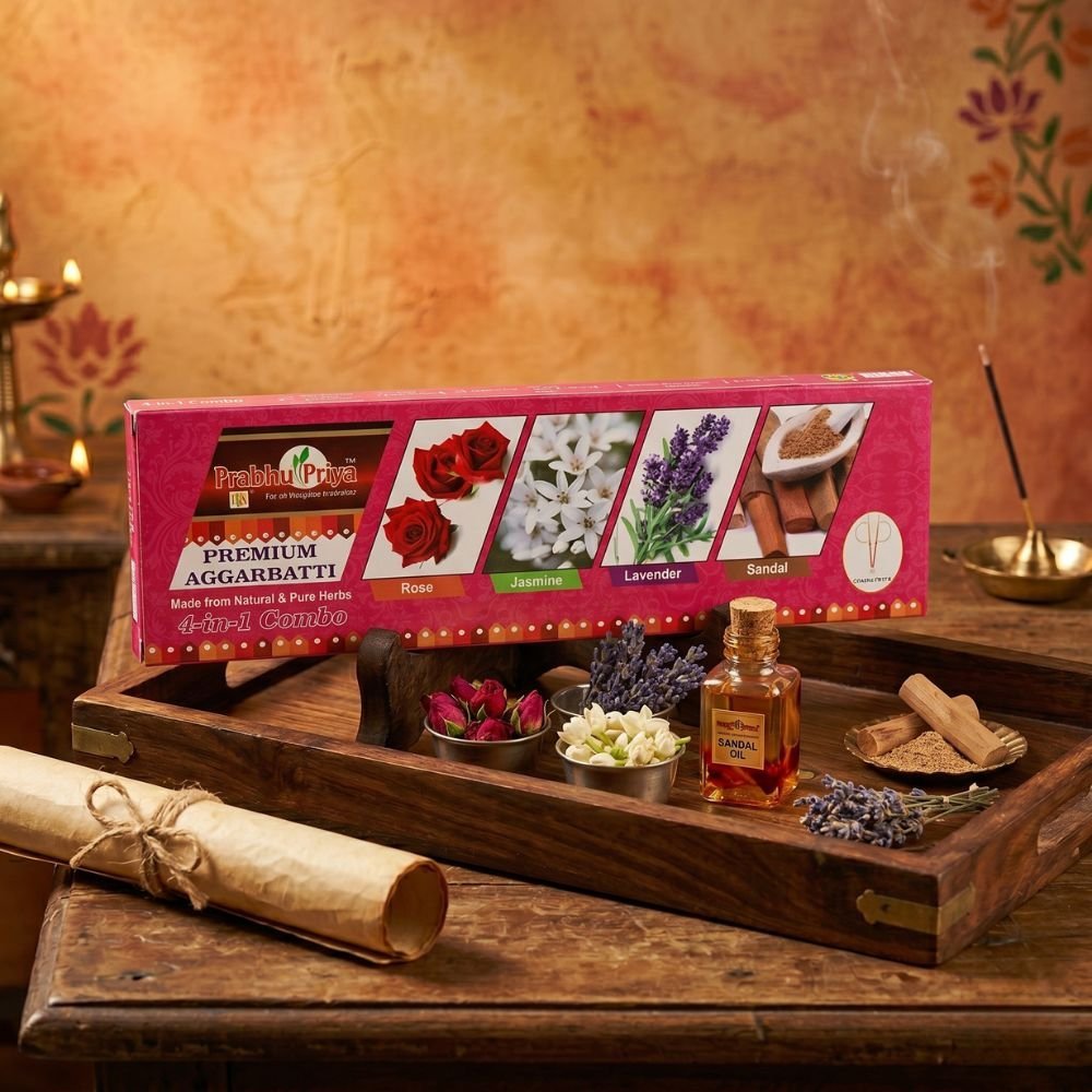 4-IN-1 INCENSE STICKS (50 GMS) ROSE,LAVENDER,JASMINE,SANDAL
